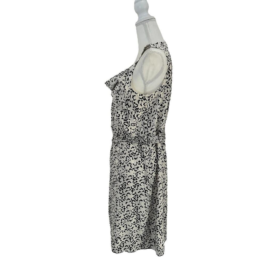 Theory Jayasa White Black Sleeveless Cowl Neck Silk Midi Dress Size 12 Large - Picture 4 of 12